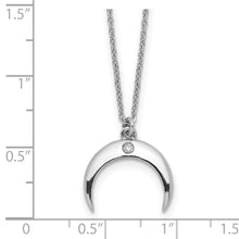 Load image into Gallery viewer, Sterling Silver Rhodium-plated CZ Moon Necklace
