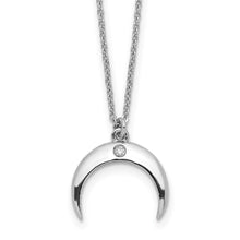 Load image into Gallery viewer, Sterling Silver Rhodium-plated CZ Moon Necklace
