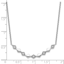 Load image into Gallery viewer, Sterling Silver Rhodium-plated Polished CZ Diamond Shapes 17.75in Necklace
