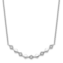 Load image into Gallery viewer, Sterling Silver Rhodium-plated Polished CZ Diamond Shapes 17.75in Necklace
