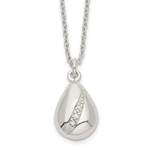 Load image into Gallery viewer, Sterling Silver CZ 16in w/2in ext Teardrop Necklace
