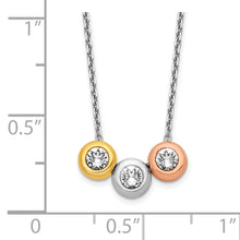 Load image into Gallery viewer, Sterling Silver Rhodium-Plate Gold/Rose-tone Triple Swarovski Crystal Neckl

