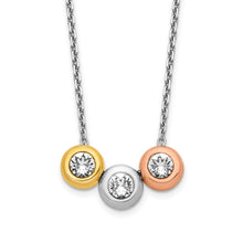 Load image into Gallery viewer, Sterling Silver Rhodium-Plate Gold/Rose-tone Triple Swarovski Crystal Neckl
