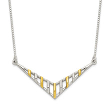 Load image into Gallery viewer, Sterling Silver Gold-tone V-shaped Bar Necklace
