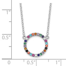 Load image into Gallery viewer, Sterling Silver Rhodium-plated Polished Multi-color Circle CZ Necklace
