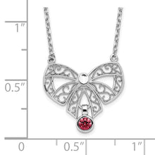 Load image into Gallery viewer, Sterling Silver Rhodium-plated Polished Jan. Bow CZ Birthstone Necklace
