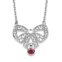 Load image into Gallery viewer, Sterling Silver Rhodium-plated Polished Jan. Bow CZ Birthstone Necklace
