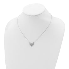 Load image into Gallery viewer, Sterling Silver Rhodium-plated Polished March Bow CZ Birthstone Necklace
