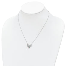 Load image into Gallery viewer, Sterling Silver Rhodium-plated Polished July Bow CZ Birthstone Necklace
