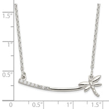 Load image into Gallery viewer, Sterling Silver CZ Dragonfly Bar Necklace
