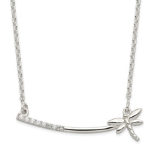 Load image into Gallery viewer, Sterling Silver CZ Dragonfly Bar Necklace
