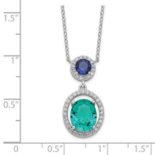 Load image into Gallery viewer, Sterling Silver Rhodium-plated CZ Glass Stone Dangle Pendant Necklace
