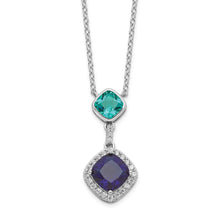 Load image into Gallery viewer, Sterling Silver Rhodium-plated CZ Glass Stone Dangle Pendant Necklace

