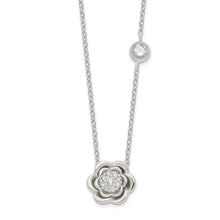 Load image into Gallery viewer, Sterling Silver Polished Floral CZ Necklace
