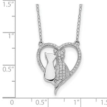 Load image into Gallery viewer, Sterling Silver Rhodium-plated Polished CZ Cats w/2 in ext. Necklace
