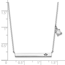 Load image into Gallery viewer, Sterling Silver Rhod-plated CZ and Diamond w/1.25in ext. Bar Necklace
