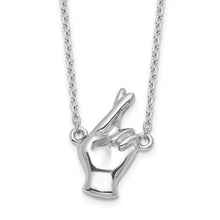 Load image into Gallery viewer, Sterling Silver Rhodium-plated Fingers Crossed Necklace
