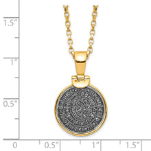 Load image into Gallery viewer, SS Gold-tone Polished Replica Phaistos Coin Pendant w/2 in ext. Necklace
