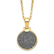 Load image into Gallery viewer, SS Gold-tone Polished Replica Phaistos Coin Pendant w/2 in ext. Necklace
