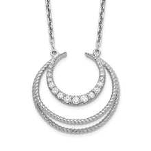 Load image into Gallery viewer, Sterling Silver Rhodium-plated CZ Fancy w/2in ext Necklace
