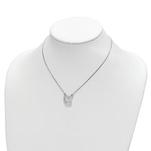 Load image into Gallery viewer, Sterling Silver Rhodium-plated Satin Heart/Love/CZ w/1.5in Ext Necklace
