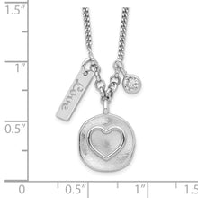 Load image into Gallery viewer, Sterling Silver Rhodium-plated Satin Heart/Love/CZ w/1.5in Ext Necklace
