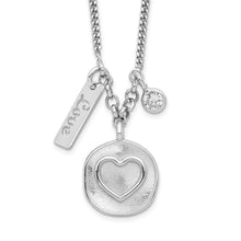 Load image into Gallery viewer, Sterling Silver Rhodium-plated Satin Heart/Love/CZ w/1.5in Ext Necklace
