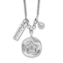 Load image into Gallery viewer, Sterling Silver Rhodium-plated Satin Star/Friends/CZ w/1.5in Ext Necklace
