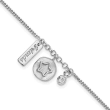 Load image into Gallery viewer, Sterling Silver Rhodium-plated Satin Star Friends CZ with .5in Ext Bracelet
