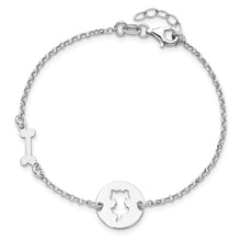 Load image into Gallery viewer, Sterling Silver Rhodium-plated Puppy and Bone w/.5 in Ext Bracelet
