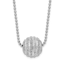 Load image into Gallery viewer, Sterling Silver Rhodium-plated Polish and Lasered Bead 18in Necklace
