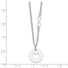 Load image into Gallery viewer, Sterling Silver Rhodium-plated Heart and Infinity w/1 in Ext Necklace
