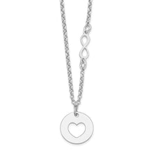 Load image into Gallery viewer, Sterling Silver Rhodium-plated Heart and Infinity w/1 in Ext Necklace
