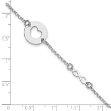 Load image into Gallery viewer, Sterling Silver Rhodium-plated Heart and Infinity w/.5 in Ext Bracelet
