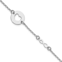 Load image into Gallery viewer, Sterling Silver Rhodium-plated Heart and Infinity w/.5 in Ext Bracelet

