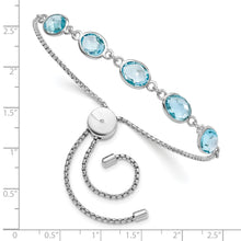 Load image into Gallery viewer, Sterling Silver Rhodium-plated BlueTopaz &amp; CZ Adjustable Bracelet
