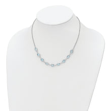 Load image into Gallery viewer, Sterling Silver Rhodium-plated Polished Blue Topaz w/2 in ext. Necklace
