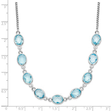 Load image into Gallery viewer, Sterling Silver Rhodium-plated Polished Blue Topaz w/2 in ext. Necklace
