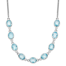 Load image into Gallery viewer, Sterling Silver Rhodium-plated Polished Blue Topaz w/2 in ext. Necklace
