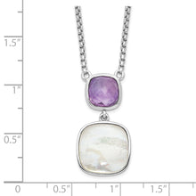 Load image into Gallery viewer, Sterling Silver Rhod-plated 3.68Amethyst/MOP w/2 in ext. Necklace
