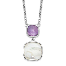Load image into Gallery viewer, Sterling Silver Rhod-plated 3.68Amethyst/MOP w/2 in ext. Necklace
