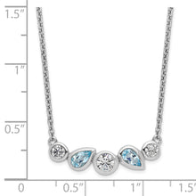 Load image into Gallery viewer, Sterling Silver RH-plate Sky Blue Topaz White CZ 16.5in w/1in ext Necklace
