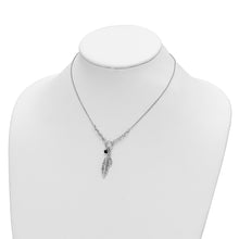 Load image into Gallery viewer, Sterling Silver Rhodium-plated Feather and CZ w/1 in Ext Necklace
