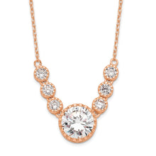 Load image into Gallery viewer, Sterling Silver Rose-tone CZ w/2 in ext. Necklace
