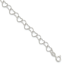 Load image into Gallery viewer, Sterling Silver 7inch Polished Fancy Heart Link Bracelet
