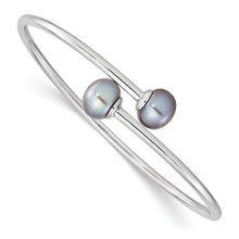 Load image into Gallery viewer, Sterling Silver Rhodium-plated 9-10mm Grey Button FWC Pearl Bracelet
