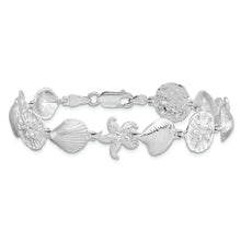 Load image into Gallery viewer, Sterling Silver Polished Starfish,Shells,Sand Dollar Bracelet
