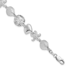 Load image into Gallery viewer, Sterling Silver Polished Starfish,Shells,Sand Dollar Bracelet
