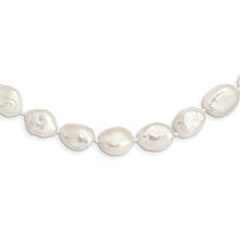 Load image into Gallery viewer, Sterling Silver Rh-plated 11x14mm White Keshi FWC Pearl Necklace
