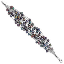 Load image into Gallery viewer, Sterling Silver Rh-pl 6-7mm Black Off-round FWC Pearl Multi-strand Bracelet

